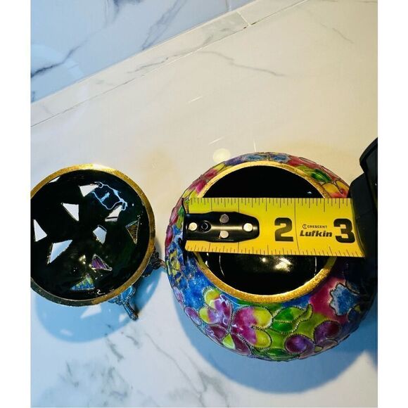 Vintage Cloisonne Butterfly Trinket Box With Lid Guild Trim Beautiful! - Picture 5 of 5